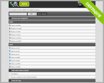 Cria&ccedil;&atilde;o de site AcheMP3